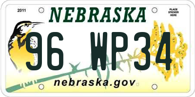 NE license plate 96WP34