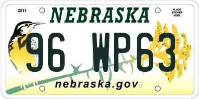 NE license plate 96WP63