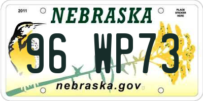 NE license plate 96WP73