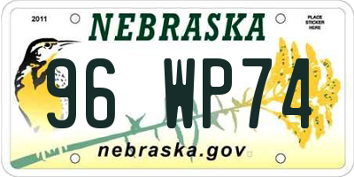NE license plate 96WP74