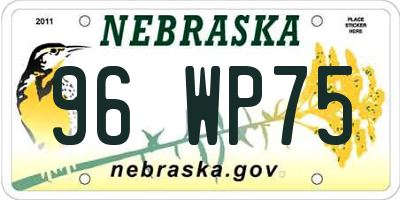 NE license plate 96WP75