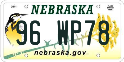 NE license plate 96WP78