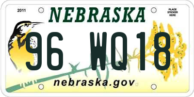 NE license plate 96WQ18