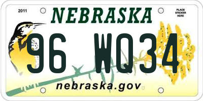 NE license plate 96WQ34