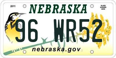 NE license plate 96WR52