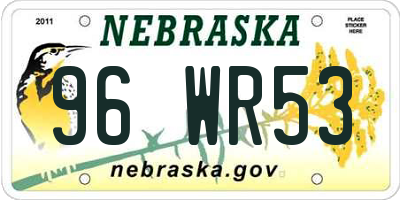 NE license plate 96WR53