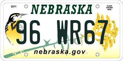 NE license plate 96WR67