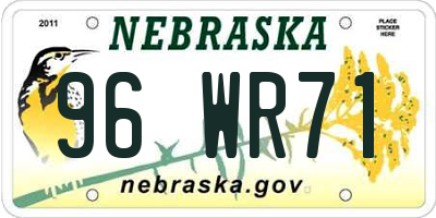 NE license plate 96WR71