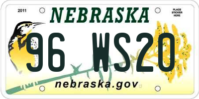 NE license plate 96WS20