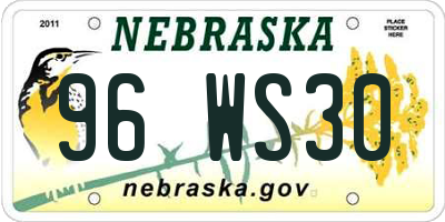 NE license plate 96WS30