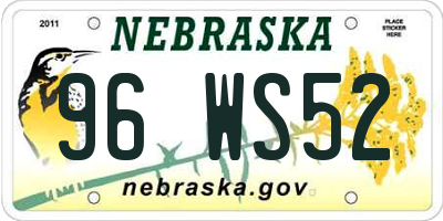 NE license plate 96WS52