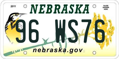 NE license plate 96WS76