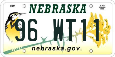 NE license plate 96WT11
