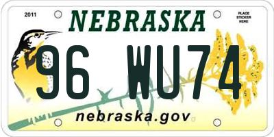 NE license plate 96WU74