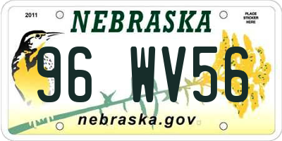 NE license plate 96WV56