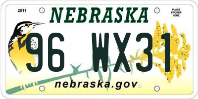 NE license plate 96WX31