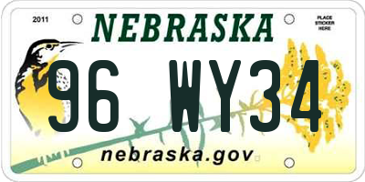 NE license plate 96WY34