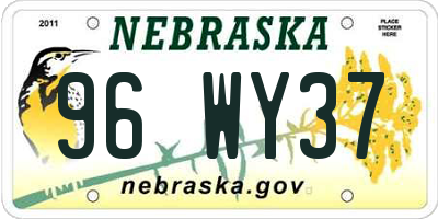 NE license plate 96WY37