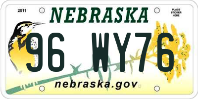 NE license plate 96WY76