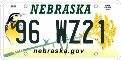 NE license plate 96WZ21