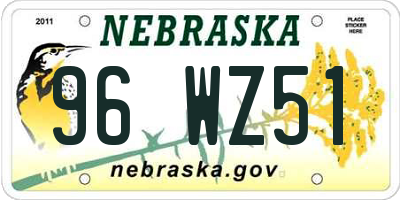 NE license plate 96WZ51