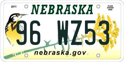 NE license plate 96WZ53