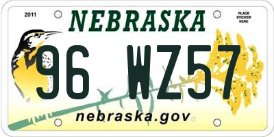NE license plate 96WZ57
