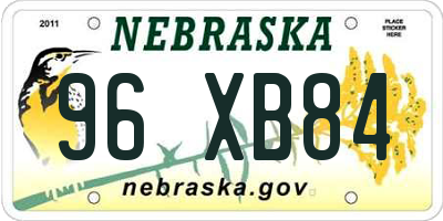 NE license plate 96XB84