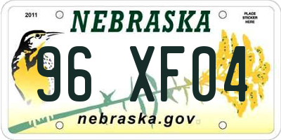 NE license plate 96XF04