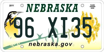 NE license plate 96XI35