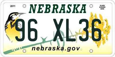 NE license plate 96XL36