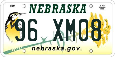 NE license plate 96XM08