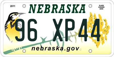 NE license plate 96XP44