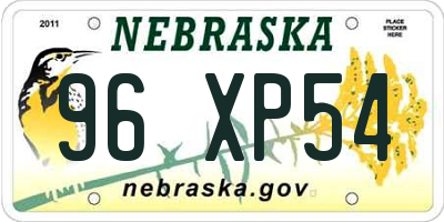 NE license plate 96XP54