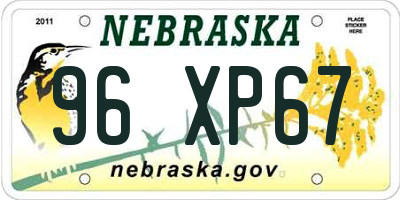 NE license plate 96XP67