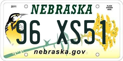 NE license plate 96XS51