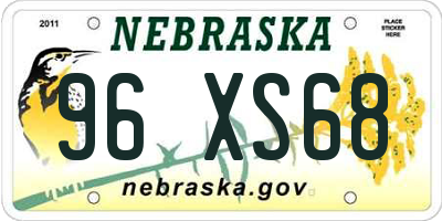 NE license plate 96XS68