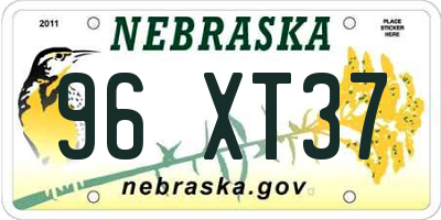 NE license plate 96XT37