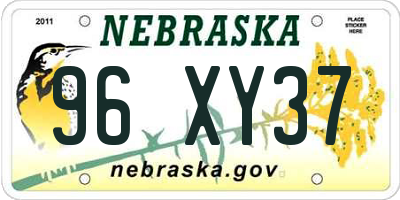 NE license plate 96XY37