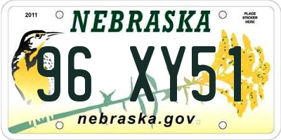 NE license plate 96XY51