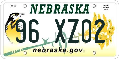 NE license plate 96XZ02