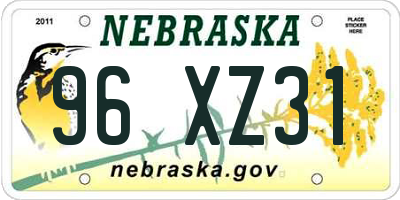 NE license plate 96XZ31