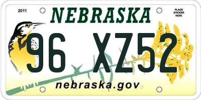 NE license plate 96XZ52