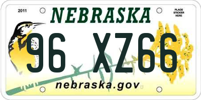 NE license plate 96XZ66