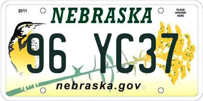 NE license plate 96YC37