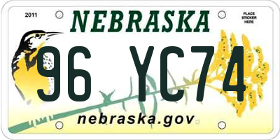 NE license plate 96YC74