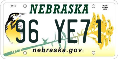NE license plate 96YE71