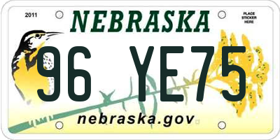 NE license plate 96YE75