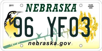 NE license plate 96YF03
