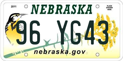NE license plate 96YG43